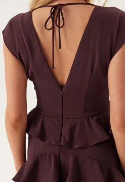 Bubbleroom Occasion Deep V-Neck Flounce Gown