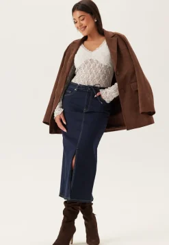 BUBBLEROOM Denim Midi Skirt