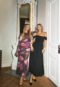 Bubbleroom Occasion Draped Off Shoulder Corset Midi Dress