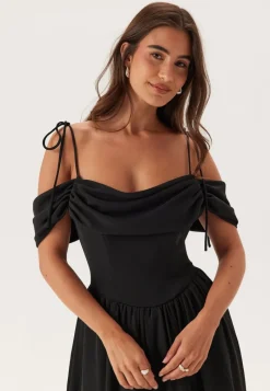 Bubbleroom Occasion Draped Off Shoulder Corset Midi Dress