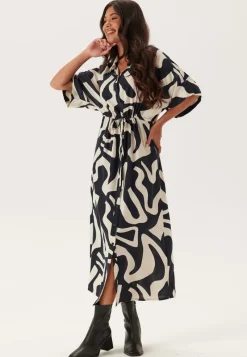 BUBBLEROOM Drawstring Viscose Shirt Dress