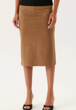 BUBBLEROOM Faux Suede Midi Skirt
