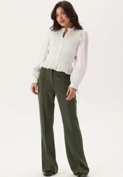 BUBBLEROOM Flared Structured Suit Trousers