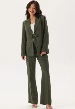 BUBBLEROOM Flared Structured Suit Trousers