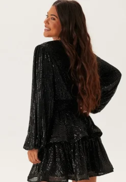 Bubbleroom Occasion Flounce Balloon Sleeve Sequin Dress