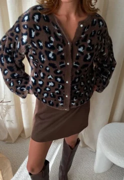 BUBBLEROOM Fluffy Knitted Pearl Cardigan