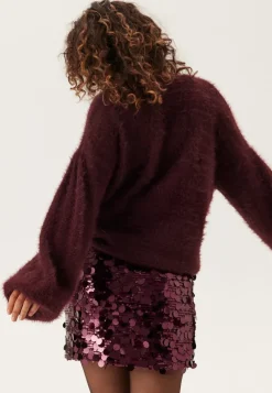 BUBBLEROOM Fluffy Knitted Pearl Cardigan