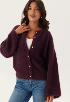 BUBBLEROOM Fluffy Knitted Pearl Cardigan