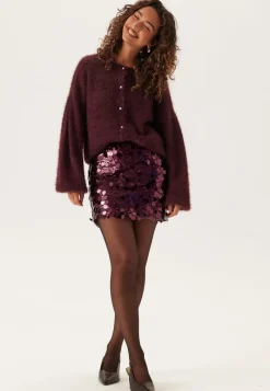 BUBBLEROOM Fluffy Knitted Pearl Cardigan