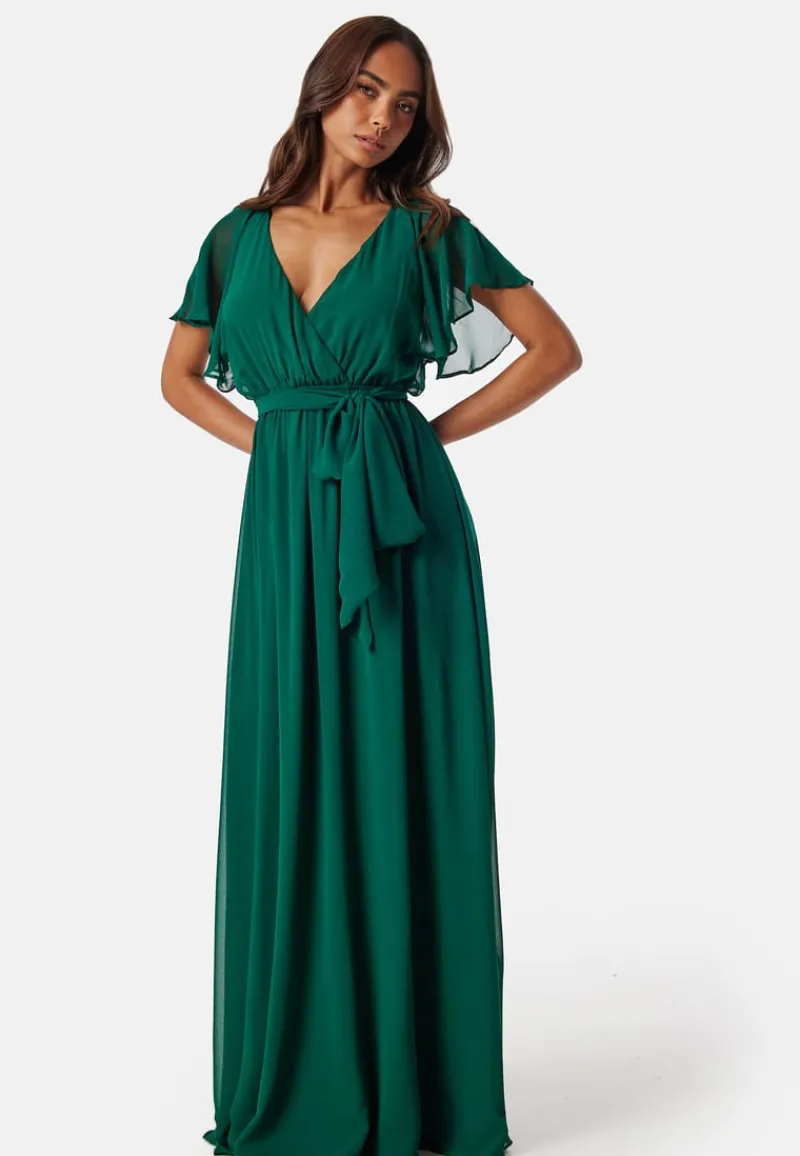 Goddiva Flutter Chiffon Maxi Dress