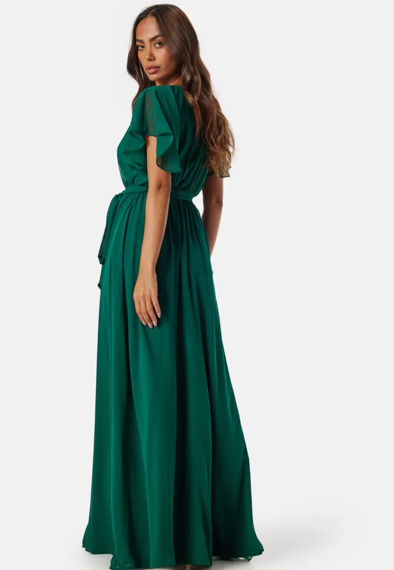 Goddiva Flutter Chiffon Maxi Dress