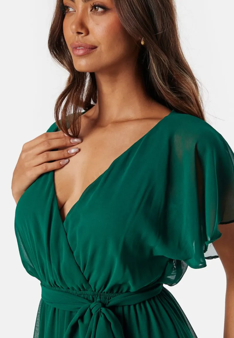 Goddiva Flutter Chiffon Maxi Dress