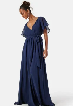 Goddiva Flutter Chiffon Maxi Dress