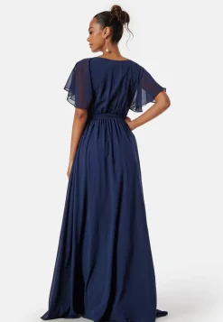 Goddiva Flutter Chiffon Maxi Dress