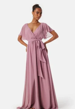 Goddiva Flutter Chiffon Maxi Dress