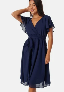 Goddiva Flutter Chiffon Midi Dress