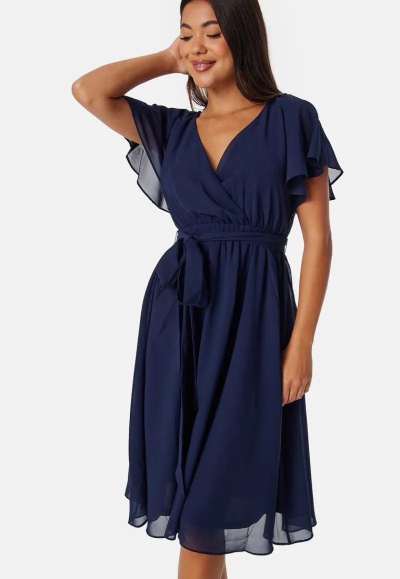 Goddiva Flutter Chiffon Midi Dress