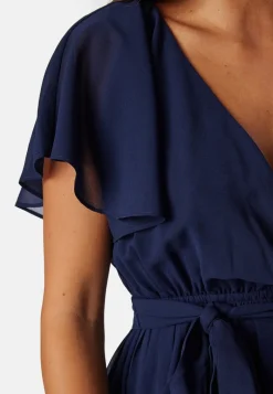 Goddiva Flutter Chiffon Midi Dress