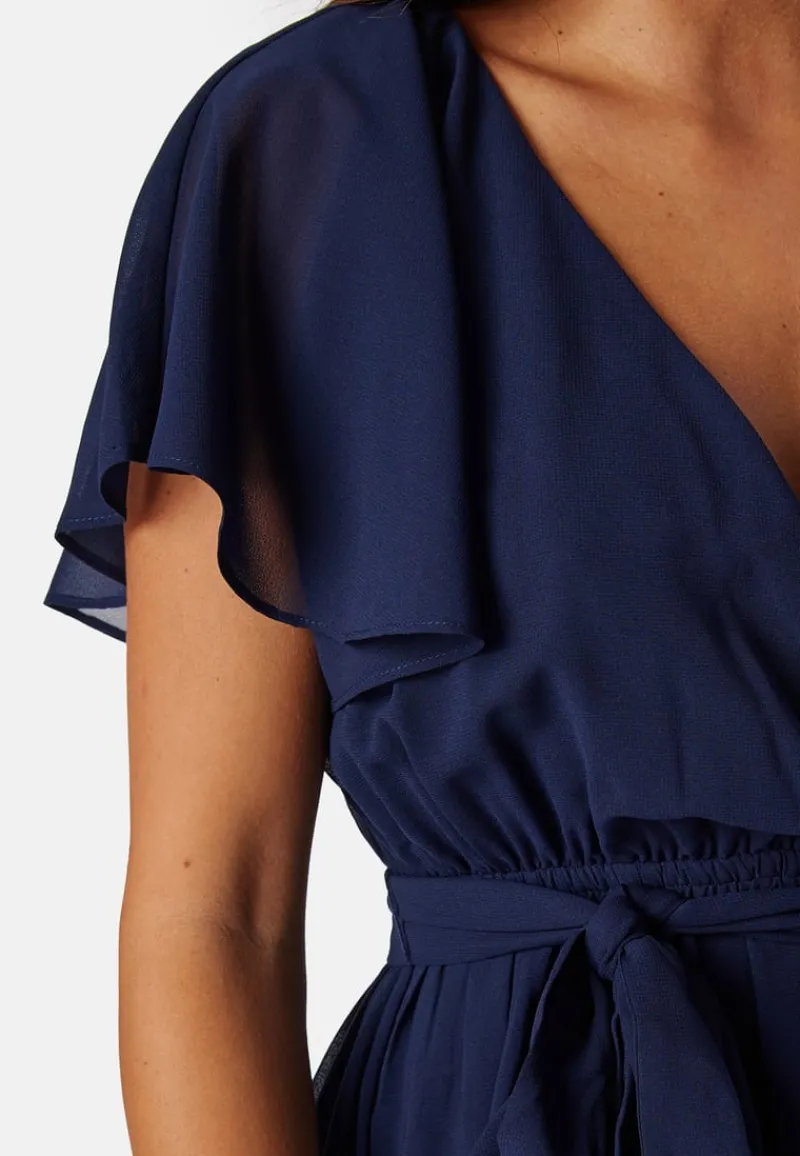 Goddiva Flutter Chiffon Midi Dress