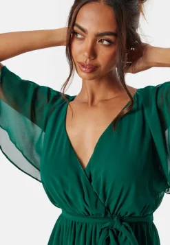 Goddiva Flutter Chiffon Midi Dress