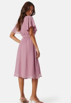 Goddiva Flutter Chiffon Midi Dress