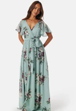 Goddiva Flutter Floral Maxi Dress