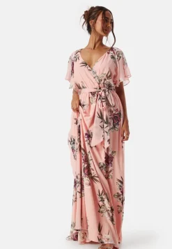 Goddiva Flutter Floral Maxi Dress