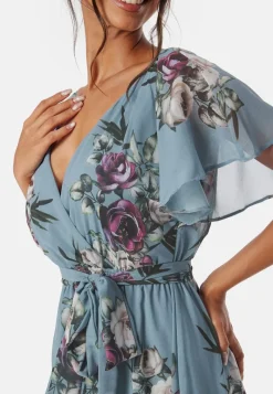 Goddiva Flutter Floral Maxi Dress