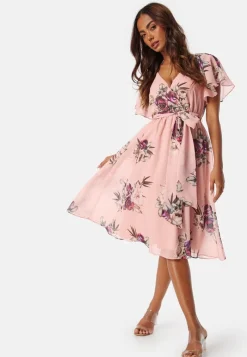 Goddiva Flutter Floral Midi Dress