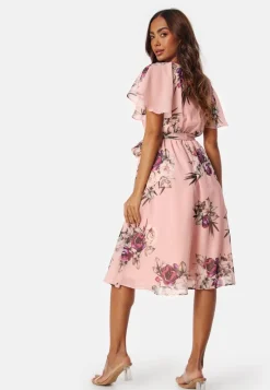 Goddiva Flutter Floral Midi Dress