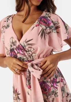 Goddiva Flutter Floral Midi Dress