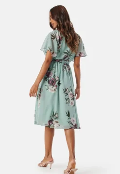Goddiva Flutter Floral Midi Dress