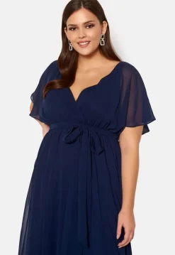 Goddiva Curve Flutter Sleeve Chiffon Maxi Curve Dress