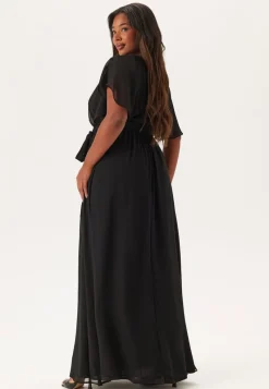 Goddiva Curve Flutter Sleeve Chiffon Maxi Curve Dress