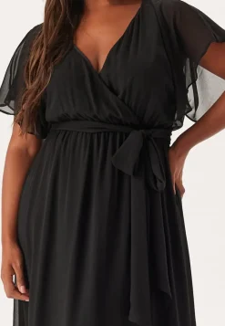 Goddiva Curve Flutter Sleeve Chiffon Maxi Curve Dress