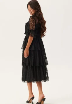 BUBBLEROOM Frill Lace Midi Dress