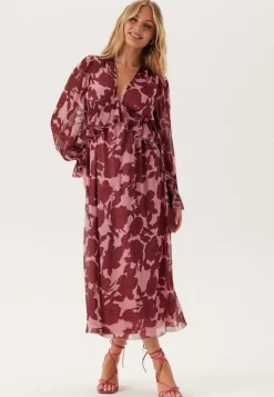 Bubbleroom Occasion Frill L/S Chiffon Midi Dress