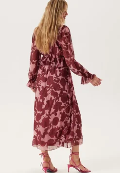 Bubbleroom Occasion Frill L/S Chiffon Midi Dress