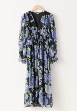 Bubbleroom Occasion Frill L/S Chiffon Midi Dress