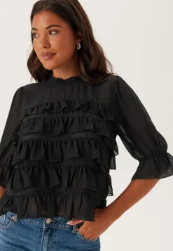 BUBBLEROOM Frill Short Sleeve Blouse
