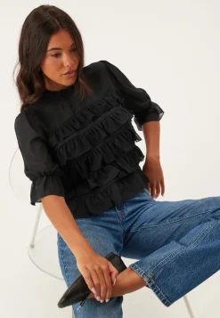 BUBBLEROOM Frill Short Sleeve Blouse