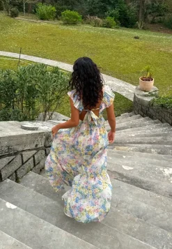 Bubbleroom Occasion Frill Tie Back Maxi Dress