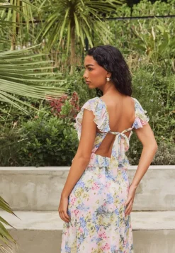 Bubbleroom Occasion Frill Tie Back Maxi Dress