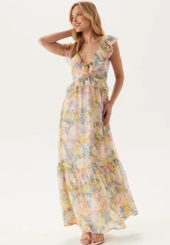 Bubbleroom Occasion Frill Tie Back Maxi Dress