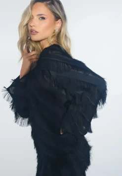 Bubbleroom Occasion Fringe Flared Sleeve Blouse
