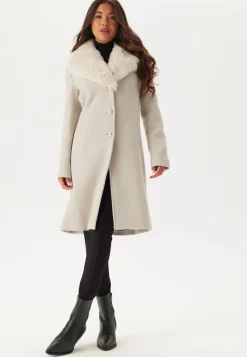 Chiara Forthi Fur Collar Wool Blend Coat