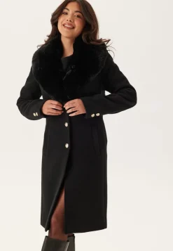 Chiara Forthi Fur Collar Wool Blend Coat