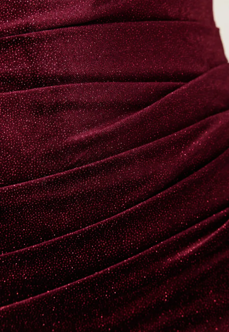Goddiva Glitter Velvet One Shoulder Maxi Dress