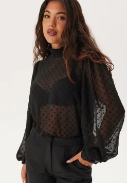 Happy Holly High Neck Dobby Blouse