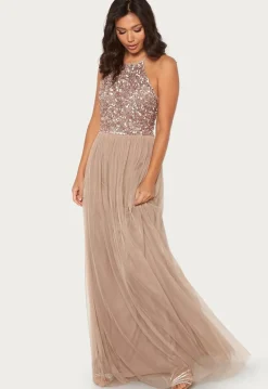 AngelEye High Neck Sequin Maxi Dress